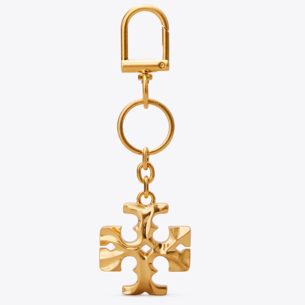 NWT~TORY BURCH~Carved Gold Kira Key Ring